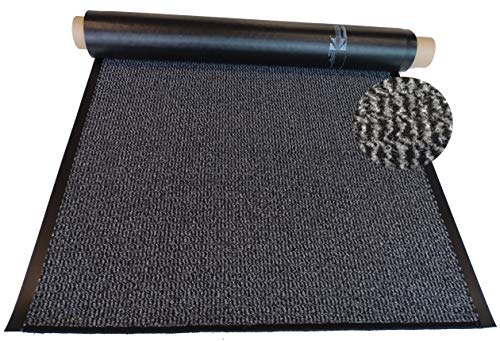 Mertex Schmutzfangläufer Meterware 90 cm grau-schwarz meliert- Schnittkanten gekettelt (90 x 850 cm, grau) von Mertex