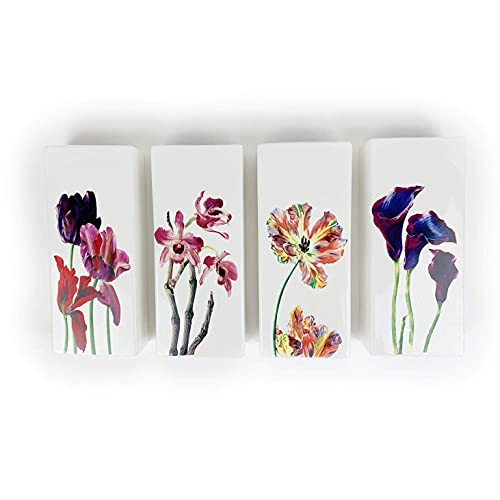 Luftbefeuchter 4-teiliges Set aus Keramik RED FLOWERS flach zur Befestigung am Heizkörper Heizung Wasserverdunster Diffuser Wandvase 330 a1678 von Metrox