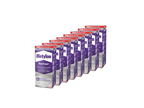 Metylan Raufaser, starker Tapetenkleister für Raufasertapete mit hoher Anfangsklebkraft, langlebiger & korrigierbarer Kleister mit Methylcellulose, 8x720g von Metylan