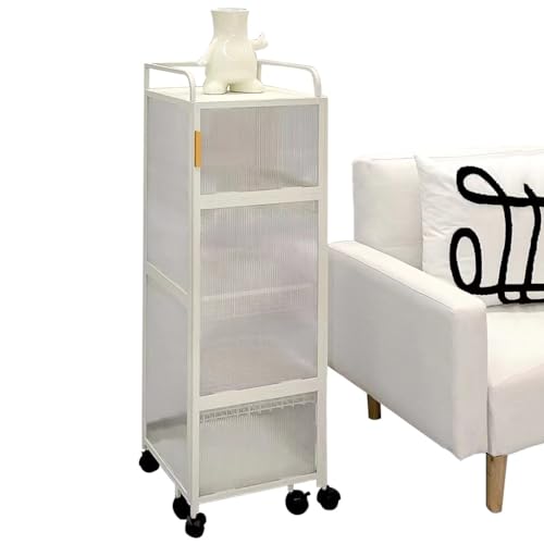 Küchenschrank, Badezimmer Boden Aufbewahrungsschrank, Gemüse Obst Rollende Lagereinheit, mit Beweglichen Türen, Großes Lagerregal für Wohnzimmer, Küche, Vorratskammer ( Color : White , Size : 5layer von Mgchowue