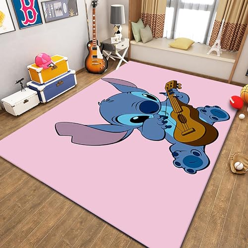 3D Cartoon-Teppich Kinderzimmerteppich, Stitch Teppich Waschbarer Rutschfest, Teppiche Für Kinderzimmer Wohnzimmer Schlafzimmer Dekoration Teppich,Cartoon Gedruckt Kinderzimmer Anti-Skid Bodenmatte von MiZuh