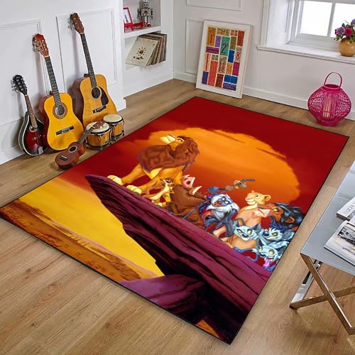 MiZuh Kinderteppich, Cartoon 3D Simba The Lion Großer Teppich Moderner Teenager-Wohnzimmerteppich Anti-Rutsch-Teppich Flanellteppich, Kinderzimmer, Badezimmerteppich von MiZuh