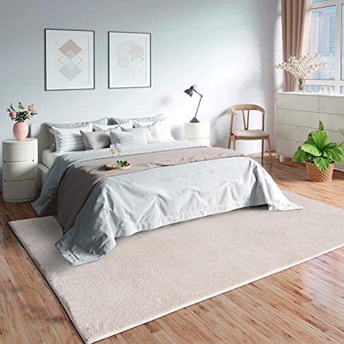 Mia's Teppich Olivia - waschbarer Teppich für Wohnzimmer, Schlafzimmer, Flur oder Bad, weich, rutschfest, 120x160 cm, Creme von Mias Teppiche