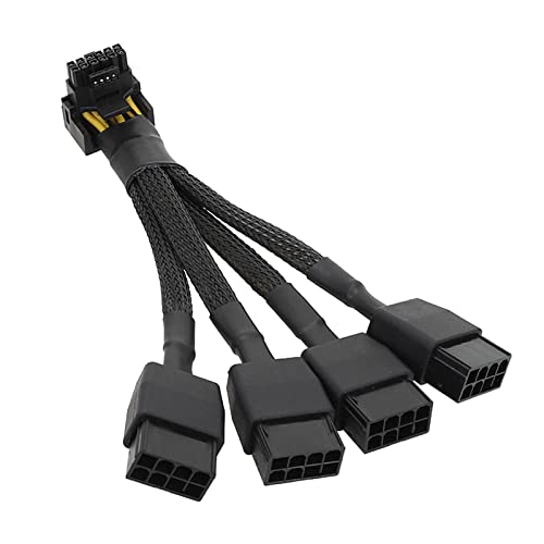 Miaelle 4X 8pin Auf 16pin Grafikkarte Netzteil Adapter PCIe 5.0 Draht Für RTX4090 4080 12VHPWR 90 Grad Winkelstecker Kabel 4X GPU 8pin Auf 16pin (12+4) GPU 8pin Buchse PCI E 5.0 12VHPWR Draht von Miaelle