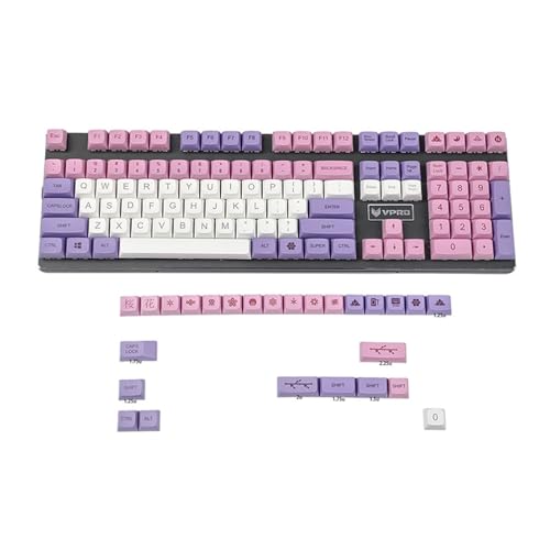 Tastenkappen-Set mit ZDA-Profil für mechanische Tastatur, 134 Tasten, DyeSub PBT, Violett, Rosa, Tastenkappe, Persönlichkeit, DIY-Tastenkappe, RS96 von Miaelle