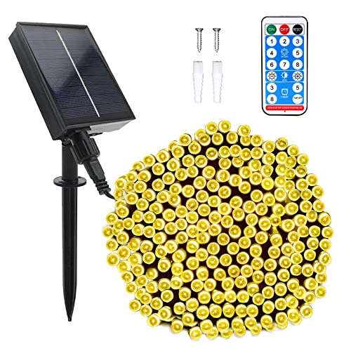 Micacorn Solar Lichterkette Aussen, Wasserdichte Lichterkette 22 Meter 8 Modi 200 LED Solar Lichterkette mit Fernbedienung für Garten Hochzeits Terrassen Bäume Party Weihnachten Dekoration von Micacorn