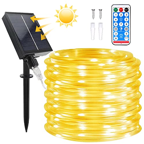 Micacorn Solar Lichtschlauch Lichterkette, Wasserdichte Lichtschlauch 22 Meter 8 Modi 200 LED Solar Lichterkette Aussen mit Fernbedienung für Schwimmbad Hochzeit Weihnachten Party Dekorationen von Micacorn