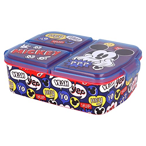 Premium Brotdose Mickey Maus Lunchbox mit 3 Fächern, Bento Brotbox für Kinder - ideal für Schule, Kindergarten oder Freizeit … von Micky Maus