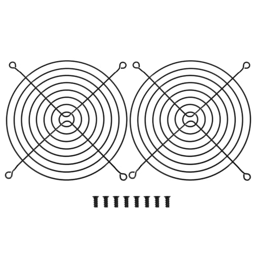 Micro Traders 2 STÜCKE 140mm Lüftergitter Metall CPU Gehäuse Lüfter Gitter Abdeckungen mit Schrauben für PC 3D Drucker Home Lüftung Zubehör Schwarz von Micro Traders