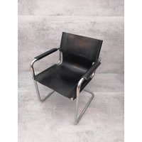 1 Of 4 Orginal Matteo Grassi Bauhaus Design Visitor Chair Black Leather 1970S von MidAgeVintageDE2