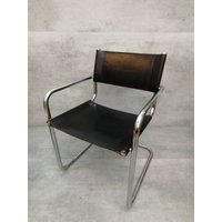 1 Von 2 Vintage Model S34 Black Saddle Leather Dining Chairs By Mart Stam & Marcel Breuer 1980S von MidAgeVintageDE2