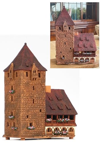 Midene Keramik Aroma Lichthaus, Handarbeit, Künstlerische Miniature, Historisches Altes Turm in München, Deutschland, C346AR von Midene