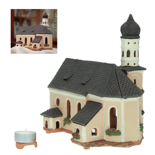 Midene Keramik Aroma Lichthaus, Teellichthalter, Handarbeit, Künstlerisches Nachbildung Alte Kirche in Weilheim, Deutschland, B268N von Midene