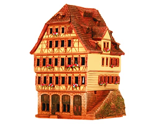 Midene Keramik Aroma Lichthaus, Teellichthalter, Handarbeit, Künstlerisches Nachbildung Altes Fachwerkhaus von Friedrich Baur in Tübingen, Deutschland, B267AR von Midene