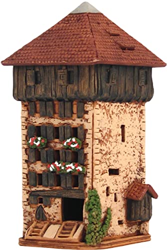 Midene Keramik Teelichthaus, Handarbeit, Künstlerisches Miniatur, Rheintorturm in Konstanz, Deutschland, A274N von Midene