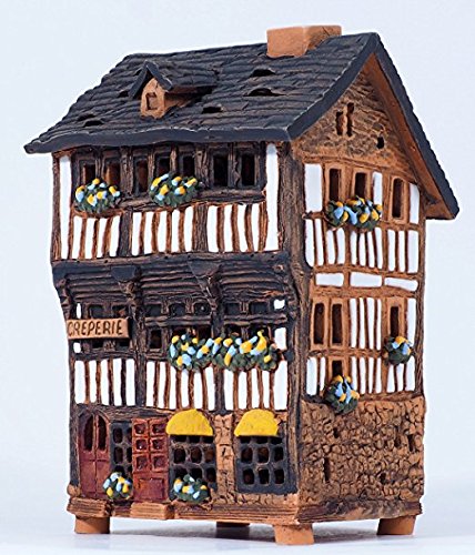 Midene Keramik Teelichthaus, Handarbeit, Künstlerisches Miniatur, Haus in Mont St. Michel, Frankreich, A258AR von Midene