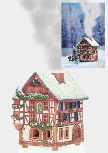 Midene Keramik Weihnachten Dorf Häuser Sammlung - handgefertigte Miniatur des historischen Kaysersberg Haus in Deutschland, Winter Edition - Kegel Räucherstäbchenhalter R264 von Midene