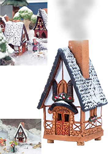 Midene Räucherstäbchenhalter, Keramik, Kunstkegel, Raumdekoration, handgefertigt, Sammlerstück, Miniatur-Winter-Edition Timbered House, Fantasy R504W BLC-SN von Midene