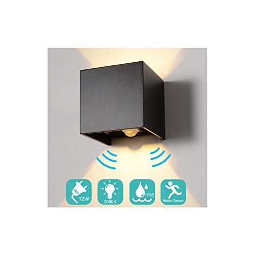 Midore 12W LED Wandleuchte mit Bewegungsmelder Aussen/Innen IP65 Einstellbarer Lichtstrahl Außenbeleuchtung 1000lm Aluminum Up Down Wandlampe für Hof Balkon Treppenhaus Garage 3000K Warmweiß Midore 12W LED Wandleuchte mit Bewegungsmelder Aussen/Innen IP65 Einstellbarer Lichtstrahl Außenbeleuchtung 1000lm Aluminum Up Down Wandlampe für Hof Balkon Treppenhaus Garage 3000K Warmweiß von Midore