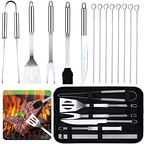 Grillbesteck Set - 13 Stücke Grillzubehör Grillwerkzeug Grillset BBQ Grill Zubehör Grillbesteck Edelstahl Set mit Geschenkpaket für Männer Geschenk für Camping Outdoor Picknick Familien Garten Party von Miilovdora