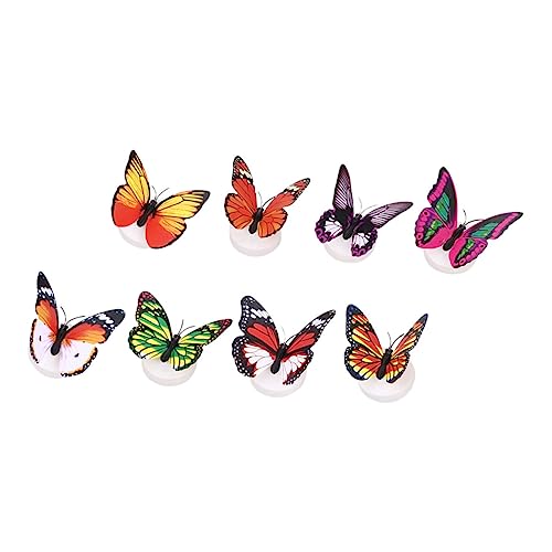 Mikikit 8st Schmetterlingspaste Leicht 3d-wand Led-dekoration Aufleuchten Led-wandleuchte Beleuchteter Aufkleber Schmetterling Wandleuchte Mini-aufkleber Nachtlicht Plastik Tier Kind von Mikikit