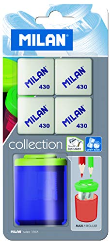 Blister sacapuntas Collection School + 4 gomas de borrar 430 von Milan