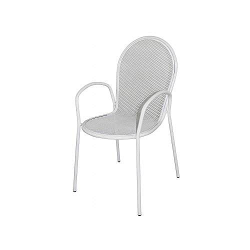 Milani Home S.r.l.s. FE802564-BIAN Sheffield-Sessel, stapelbar, Metall, Weiß, 54 x 61 x 90 cm von Milani Home S.r.l.s.