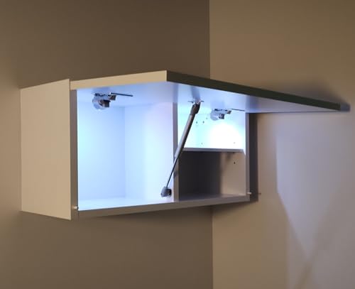 Milionmeblicom Badezimmerschrank Laura Hängeschrank Badezimmermöbel Klappbarer Badezimmer Wandschrank Teleskopöffnung LED-Beleuchtung - Mattweiß/Mattweiß, Maße 30 x 60 x 23 cm von Milionmeblicom