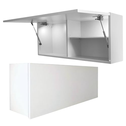 Milionmeblicom Badezimmerschrank Laura Hängeschrank Badezimmermöbel Klappbarer Badezimmer Wandschrank Teleskopöffnung LED-Beleuchtung - Mattweiß/Mattweiß, Maße 30 x 80 x 23 cm von Milionmeblicom