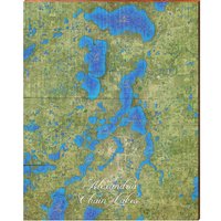 Alexandria Chan Of Lakes Satelliten Karte | Wand-Kunstdruck Auf Echtholz von MillWoodArt