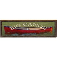 Big Canoe Red Im Wasser | Wand-Kunstdruck Auf Echtholz von MillWoodArt