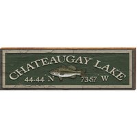 Chateaugay See Fisch Grün Breite Längengrad Ali1 | Wand-Kunstdruck Auf Echtholz von MillWoodArt