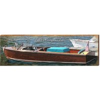 Lake Winnipesaukee Vintage Boot | Wand-Kunstdruck Auf Echtholz von MillWoodArt