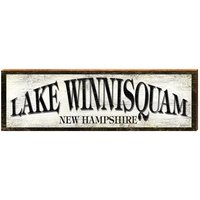 Lake Winnisquam New Hampshire Schild | Wand-Kunstdruck Auf Echtholz von MillWoodArt