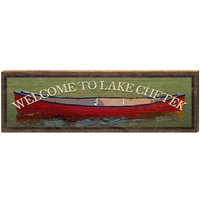 Willkommen Am Lake Chetek Canoe Schild | Wand-Kunstdruck Auf Echtholz von MillWoodArt
