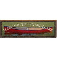 Willkommen Bei Ten Mile Lake Canoe Schild | Wand-Kunstdruck Auf Echtholz von MillWoodArt