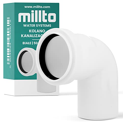 Millto™ Bodenrohr Steckfitting Winkel Ablaufmuffe Biegung Ringdichtung Kunststoffkrümmer Abfallrohrkrümmer Muffenringdichtung (90 Grad/50 mm) von Millto