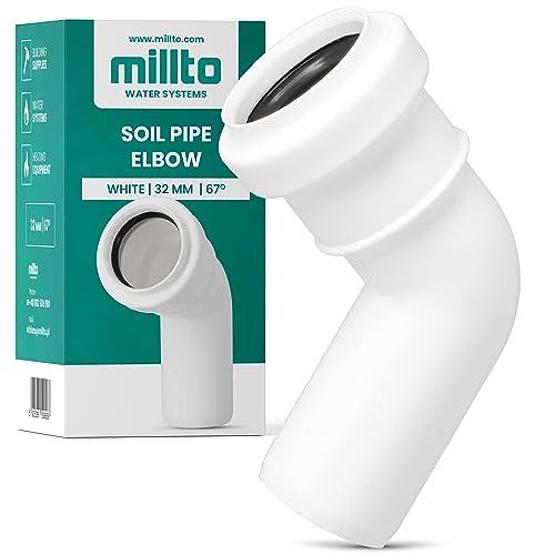 Millto™ Bodenrohr Steckfitting Winkel Ablaufmuffe Biegung Ringdichtung Kunststoffkrümmer Abfallrohrkrümmer Muffenringdichtung (32x32 mm 67º PP-Bogen) von Millto