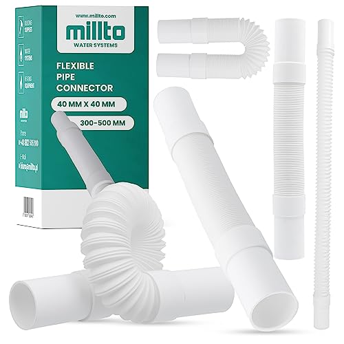 Millto™ Flexibel Abflussrohr 32 mm Weiß Polypropylene Anschluss Universelle Verbindung Schlauch Passend für Alle Konfigurationen Verstellbarer von Millto