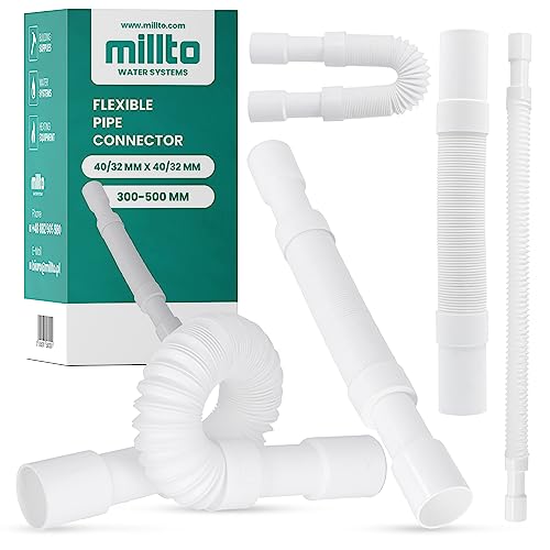 Millto™ Flexibel Abflussrohr 40/32 mm Weiß Polypropylene Anschluss Universelle Verbindung Schlauch Passend für Alle Konfigurationen Verstellbarer von Millto