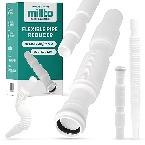 Millto™ Flexibler Rohrreduzierer 32 x 40/32 mm Sanitärarmaturen Reduzierrohr-Verlängerung Abflussverbinder mit Muffe Langlebiges HDPE Polyethylen Beschädigungssicherer Kanalsystem Anschluss von Millto