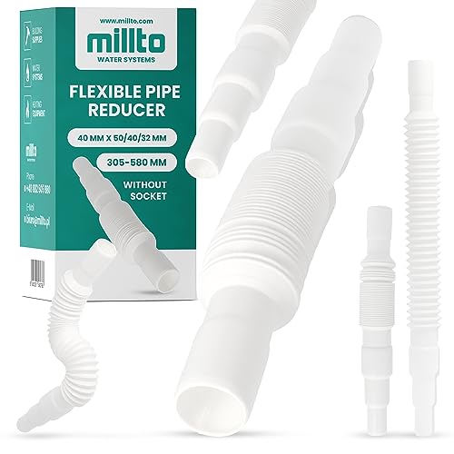 Millto™ Flexibler Rohrreduzierer 40 x 50/40/32 mm Sanitärarmaturen Reduzierrohr-Verlängerung Abflussverbinder Langlebiges HDPE Polyethylen Beschädigungssicherer Kanalsystem Anschluss von Millto