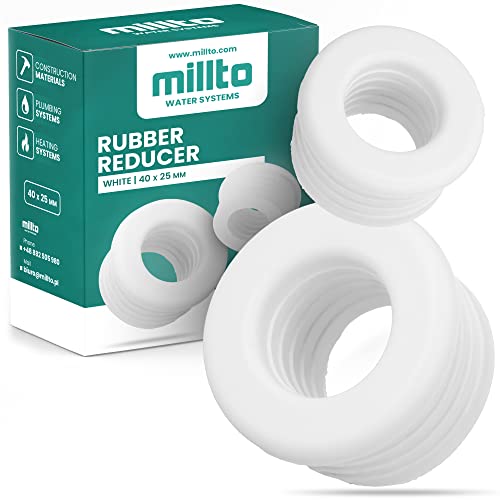 Millto™ Gummi Reduzierstück Rohreinsatz Push Fit Abflussrohr Abflussrohr Gummimanschette Dichtungsadapter 3 bar Anschluss Ø 50 x 25 mm Weiß von Millto