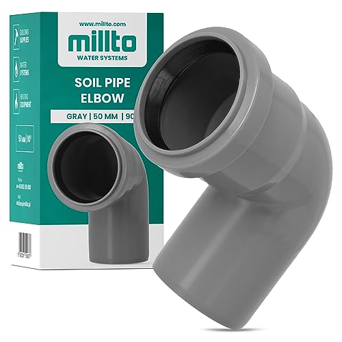 Millto™ Kunststoff Bogen 50x50 mm 90º PP-Bogen Abwasser Installation Rohrbogen Abwassersysteme Abflussrohr Anschluss Kanalisationsrohr Sanitärverbinder Armaturen für Entwässerungssysteme von Millto