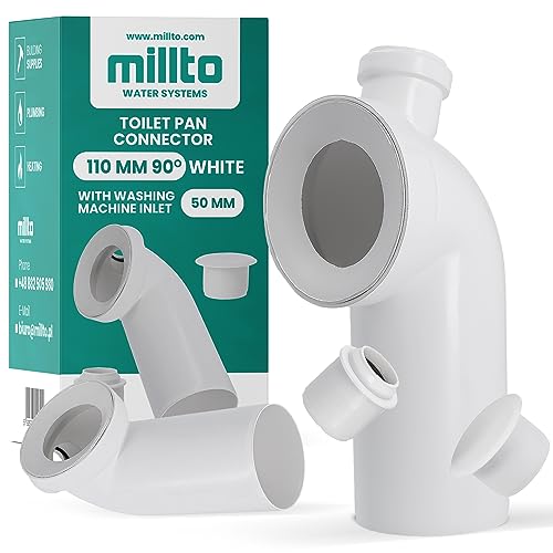 Millto™ WC-Anschlussbogen 110mm 90º Rohrbogen Mit 50mm Waschmaschinenauslass Toilettenbodenverbinder Polypropylen Abflusssystemen WC-Anschluss Weiß Verbindung für Toilette von Millto