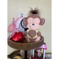 Valentine Tiered Tablett Dekor, Bauernhaus Mini Schild, Geschenk Für Valentinsgruß, Rosa Wohndekor-Artikel, Kleines Holzschild, Regal Sitter von MimsysPlace