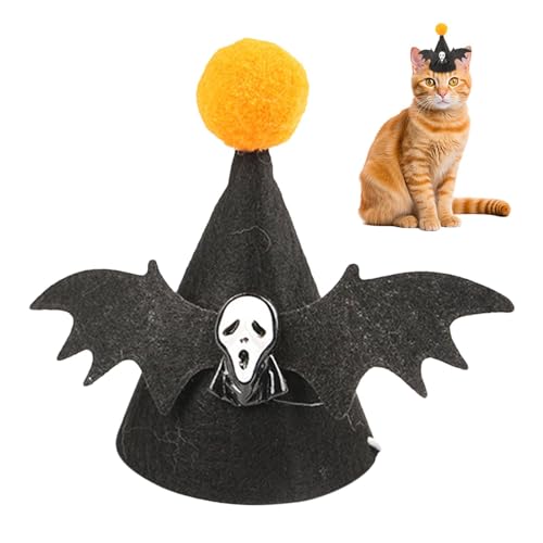 Halloween-Hut für Katze,Fledermaus-Katzenhut | Halloween-Partyhut für Katzen,Niedliche Katzenmütze für Partys, verstellbare weiche Kopfbedeckung für kleine Haustiere, kreative Hunde-Fledermausmütze fü von Mingchengheng