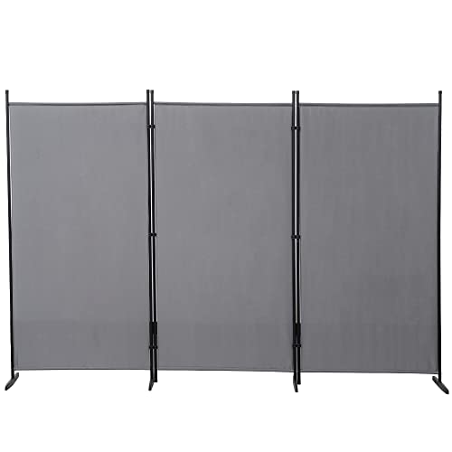 Mingone Raumteiler Trennwand Extralanger Paravent 3-TLG. Sichtschutz Faltbar mit Metallrahmen Polyester-Mischgewebe für Wohnzimmer, Schlafzimmer, Küche, Büro, Balkon, Garten, Anthrazit, 260x176cm von Mingone