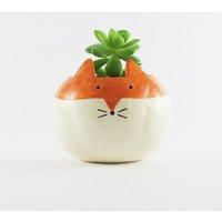 Plump Fox, Fuchs Pflanztopf, Keramiktopf, Tierpflanztopf, Gesichtsblumentopf von MinkyMooCeramics