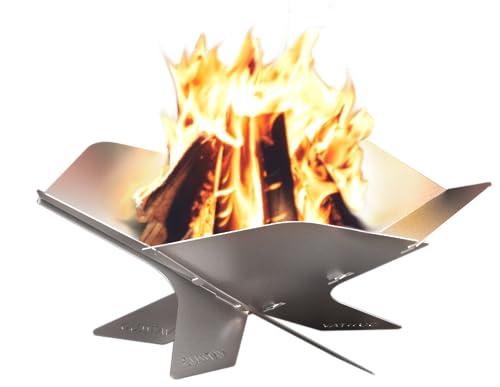 Design Camping Feuerschale aus Edelstahl | Faltbare Feuerstelle Outdoor, Camping, Garten | Mobile, demontierbare und steckbare Feuerstelle für das Mobile Lagerfeuer von Miqio